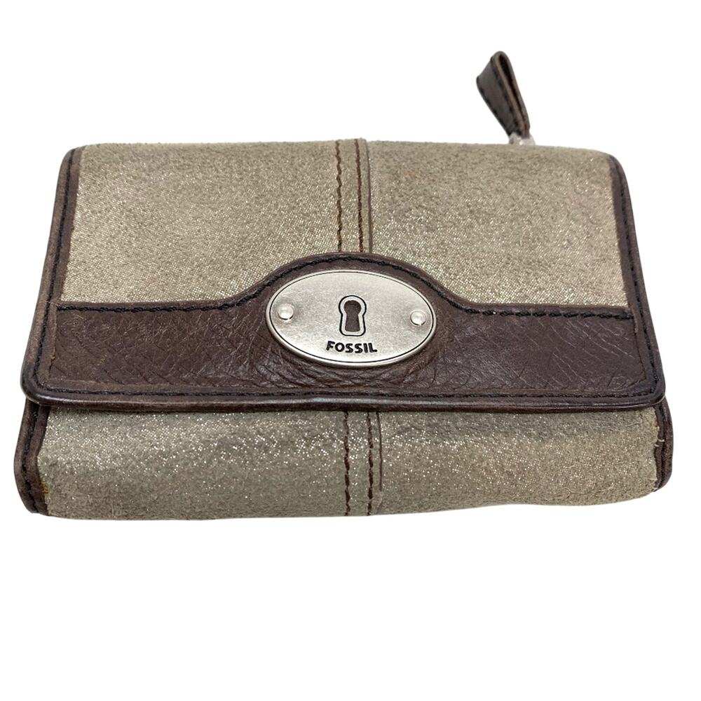FOSSIL Genuine Leather Wallet Tri-Fold Suede Cards